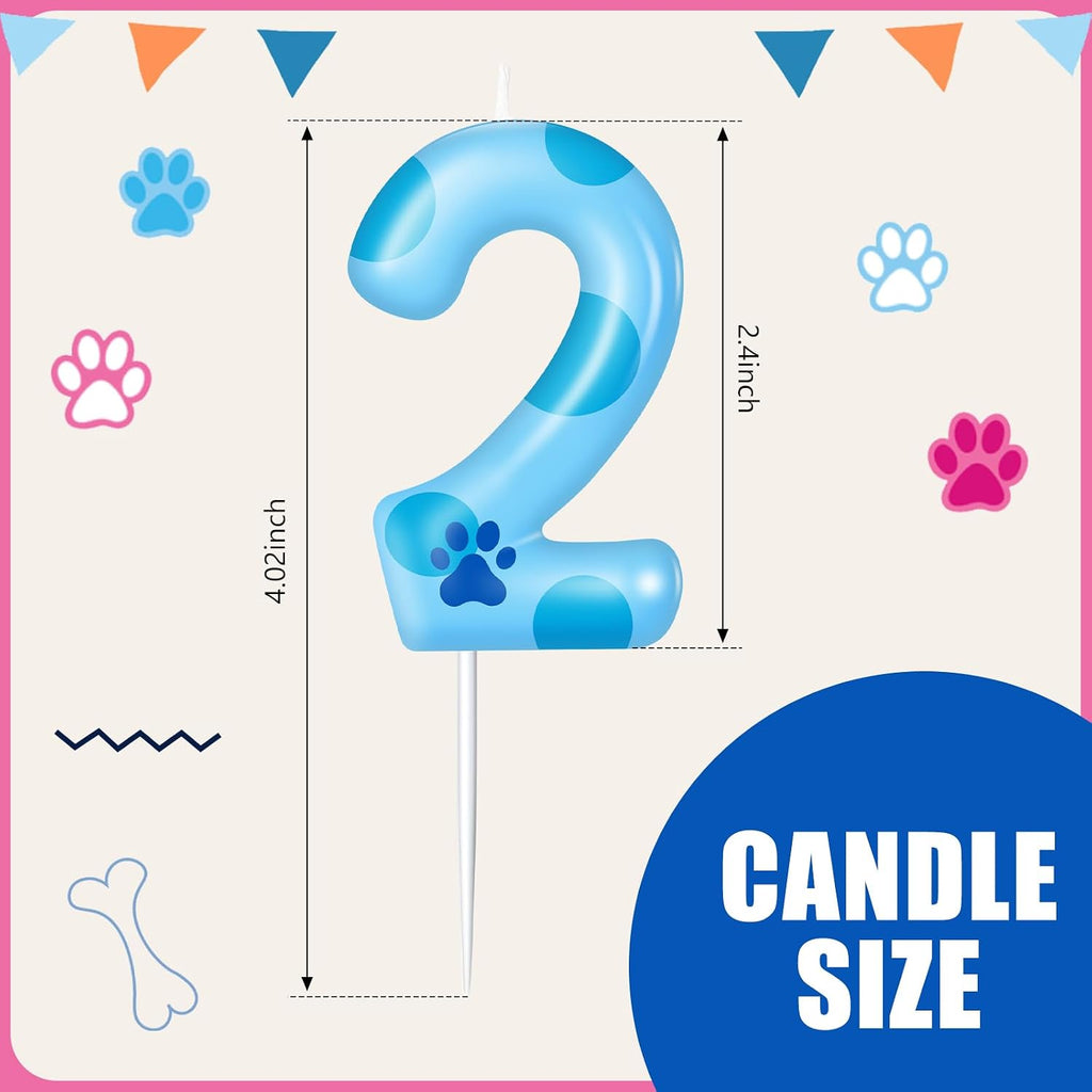 MTLEE Light Blues Dog Paw Candles Birthday Cake Decorations Cake Cupcake Topper for Boy and Girl Birthday Decoration (2)