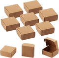 Sdootjewelry Mini Cardboard Boxes, 2.16"x 2.16" x 0.98" Mini Boxes, Jewelry Boxes Packaging 100 Packs, Brown Kraft Boxes for Ring Earrings