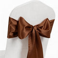 Brown Chair Sashes 50 Pack, Chocolate Satin Chairs Bows Ribbons for Party Wedding, Universal Ties Knots for Folding Chairs Decor