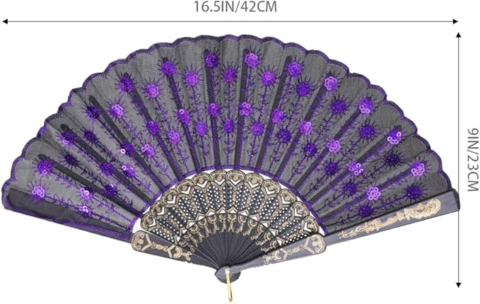 QIRMIZI 10 Pack Fabric Folding Handheld Fans, Perfect for Weddings, Parties, and Dancing,Purple