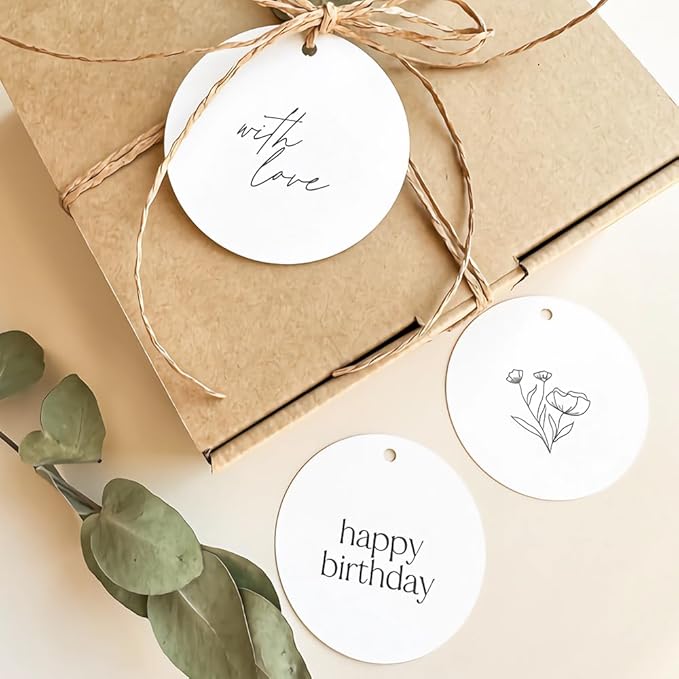 Custom Hang Tags for Favors, Custom Gift Tags, Customized Gifts Wrapping Labels, Personalized Wedding Items Birthday Party Favors Crafts Tag, Round Thick Kraft Paper Hang Tags with String