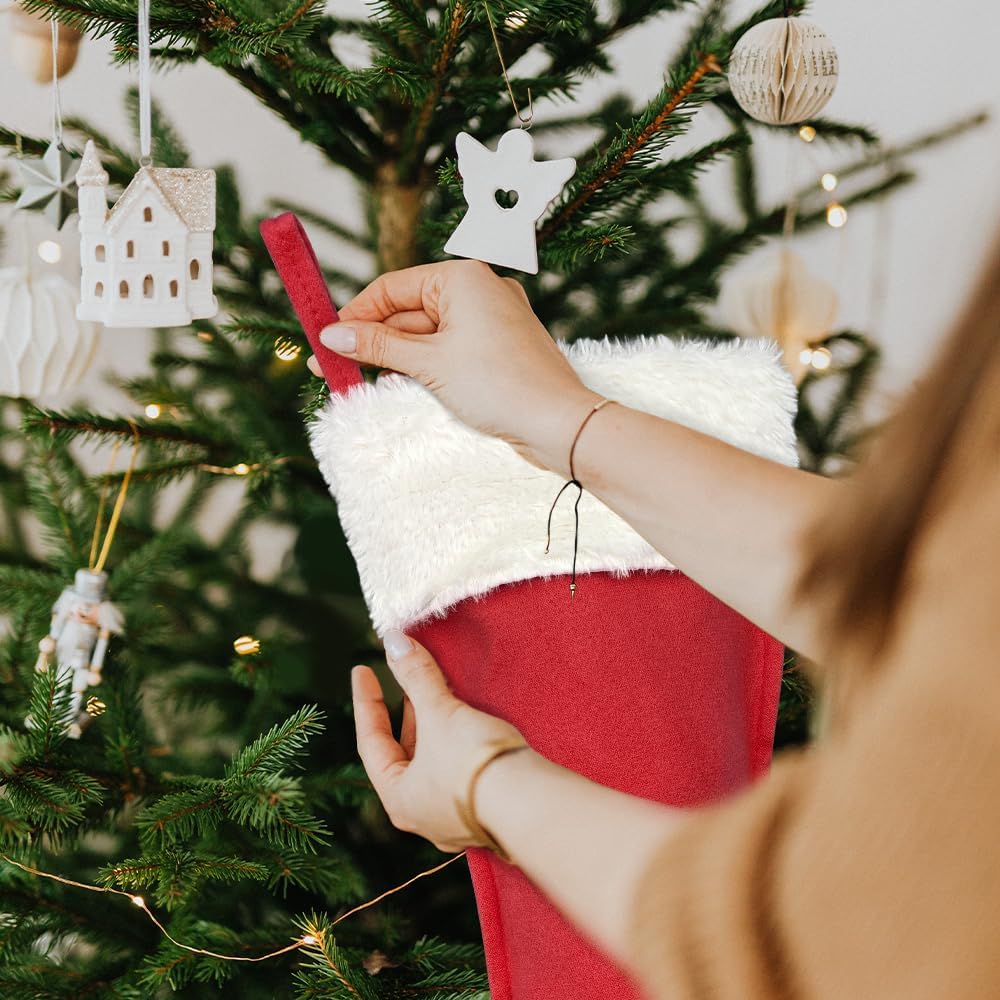 4Pack Christmas Stockings 20 Inch Large Family Christmas Stocking Decor Christmas Tree Fireplace Traditional Xmas Stocking with Super Soft Plush Cuff Décor Merry Ornaments
