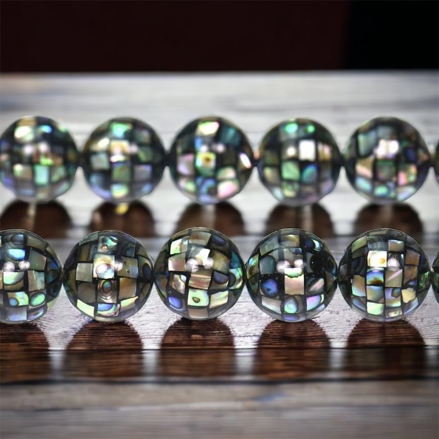 ABCGEMS AAA Abalone Shell Beads - Mosaic Round 12mm (Full Strand 33Pcs)