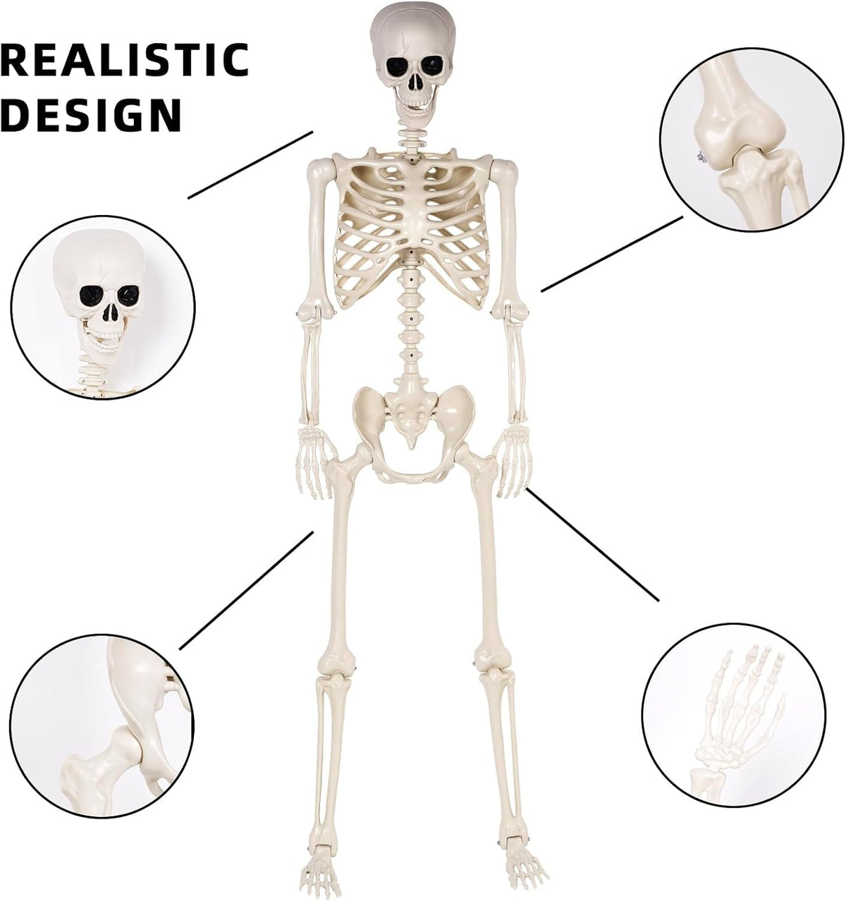 Halloween Skeletons Decorations - 5.4FT Life Size Posable Skeletons, Realisti...