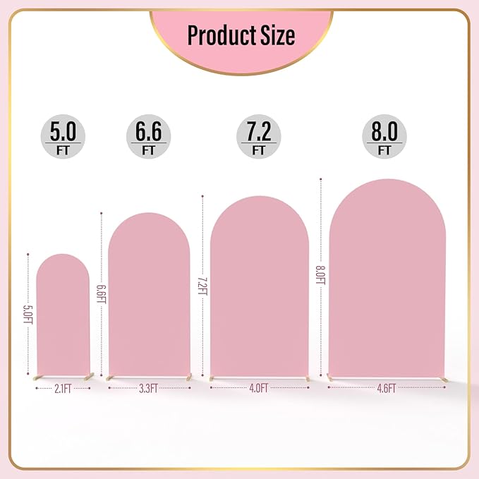 LEBENGURU Upgraded 5FT Wedding Arch Cover, Dusty Pink Spandex Fitted Arch Backdrop Cover, Round Top Chiara Stand Covers for Birthday Party Baby Shower Banquet Balloon Décor