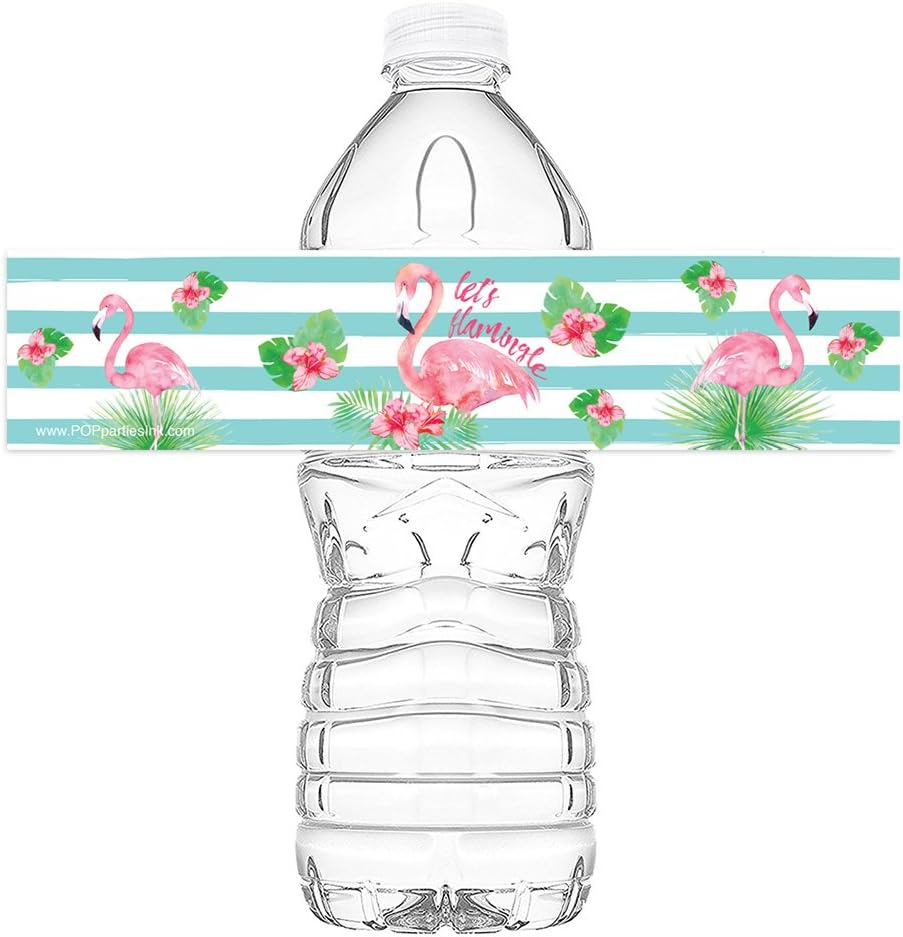Flamingle Bottle Wraps - Set of 20 - Flamingo Water Bottle Labels - Flamingo Decorations - Made in the USA