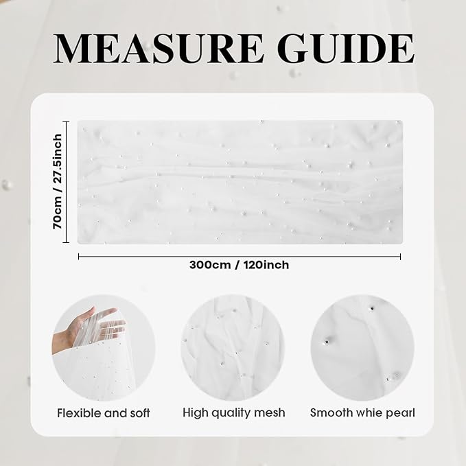 Artoid Mode 3PCS Pearl Gauze Table Runner 120 Inch 10FT, Seasonal Sheer Dining Holiday Wedding Birthday Baby Shower Table Decor for Home Party