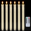 Homemory 6 Pcs Flameless Taper Candles with Remote, Timer, Dimmer, Ivory Battery Operated CandleSticks with Flickering Light, Plastic Led Window Candles, 9.6 Inches for Halloween Christmas Decoration