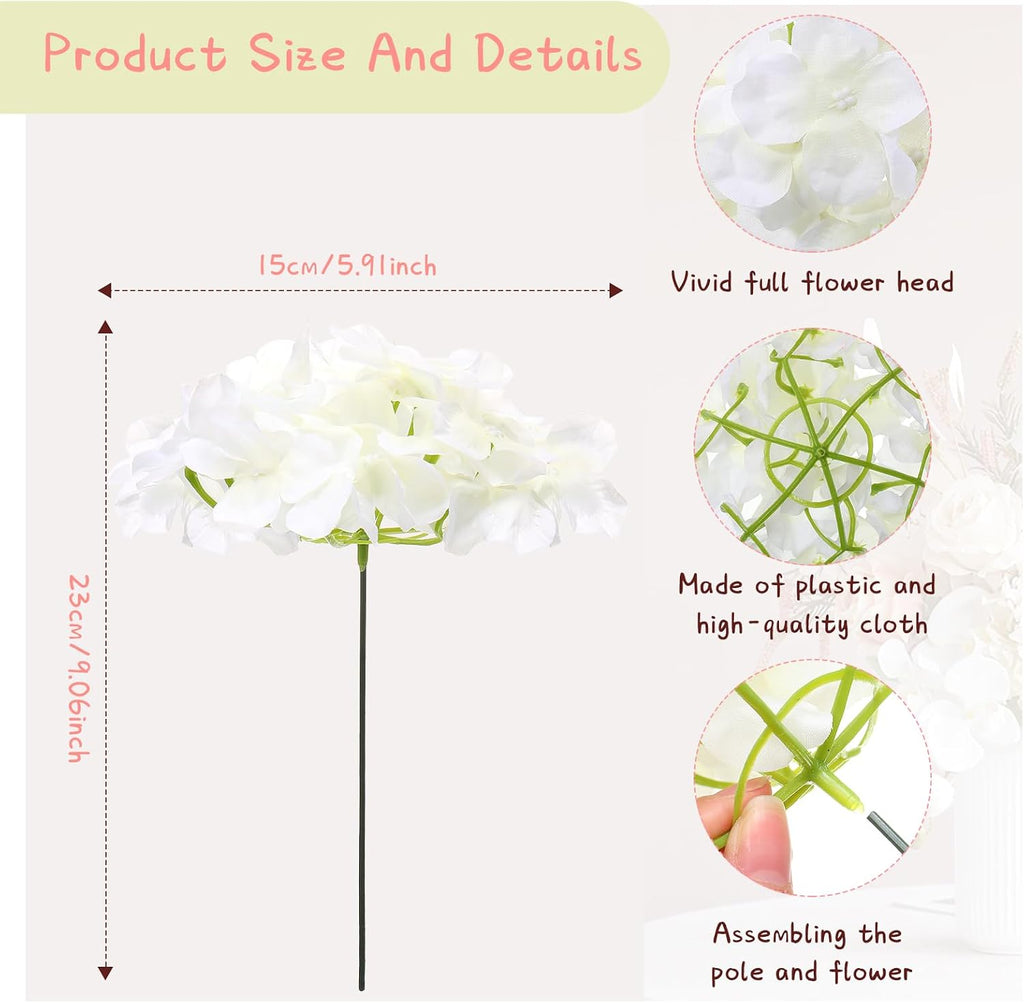 zeyune 200 pcs white artificial hydrangea flowers bulk shown in use