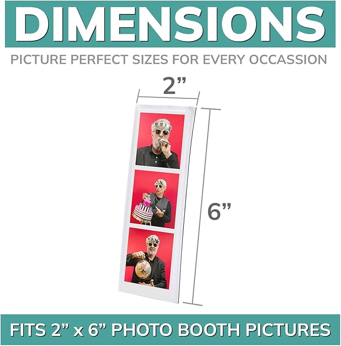 pbf PHOTO BOOTH FRAMES 2x6 Magnetic Picture Frames for Refrigerator | 2 x 6 Clear Magnetic Vinyl Frames for Photo Strips for Fridge (200-Pack)
