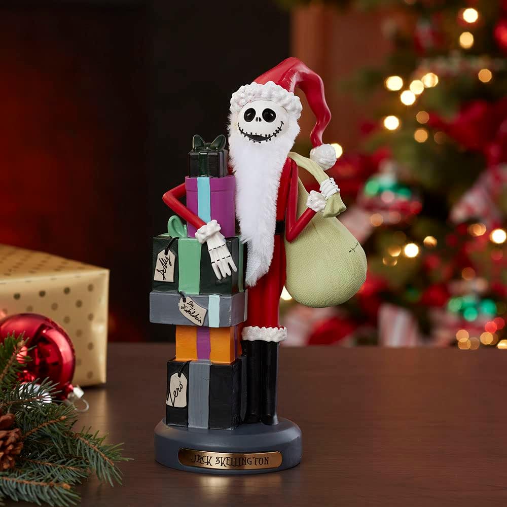 kurt adler dn6173l 10" jack skellington nutcracker on a desk or shelf