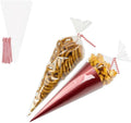 EKAPACKAGING 100Pcs 6x10 Inches Clear Cone Shaped Treat Cellophane Bags Twist Tie Triangle Christmas Party Favor Cotton Candy Bags With Ties For Popcorn, Chocolates, Ice Cream Cone