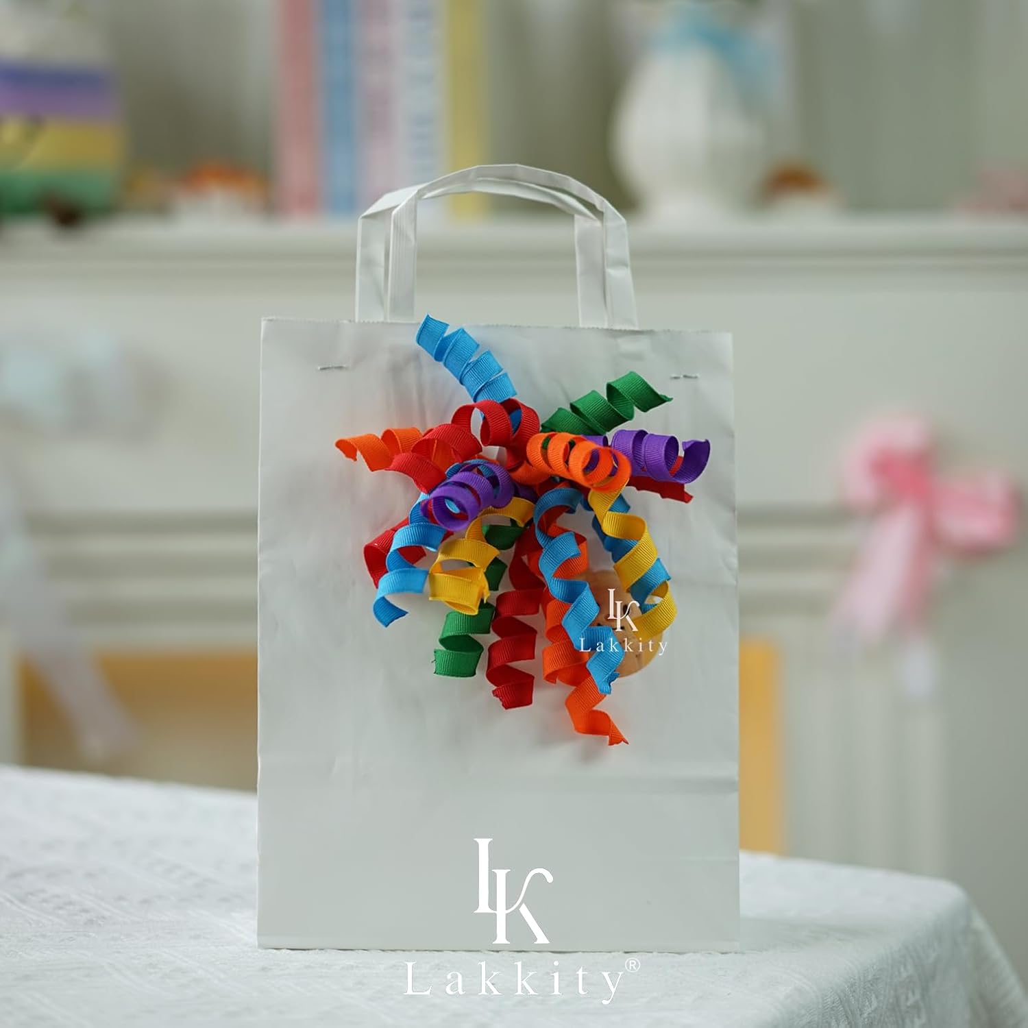 Lakkity Deep Rainbow Bows For Gift Wrapping,Curly Gift Bows,8PCS,7 inch Self-Adhesive Curly Ribbon Bows for Presents, Birthday, Wedding, Wrapping Accessories, Party Favors Decorations