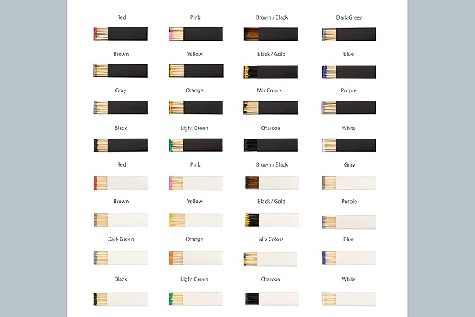 10 Boxes - Customized Matchboxes Colorful Tips (Wedding Design #5, 4" Matchboxes) (4" Matchsticks, Wedding Design #3)