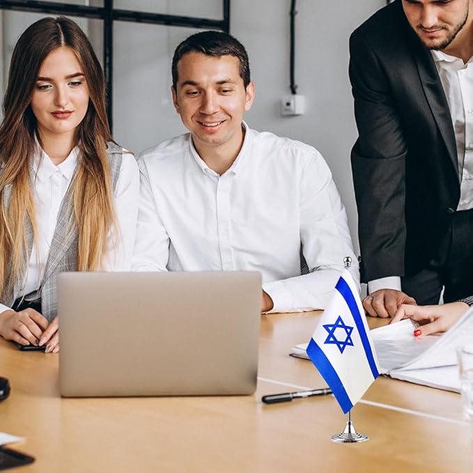 Israel Flag Israeli Flags, Small Mini Israeli Desk Flag, Used for Table Office Classroom Home Patriotic Events Decorations
