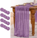 MLMW 4 Pack Fall Table Runner Purple Cheesecloth Boho Rustic Sheer Cheese Cloth Table Runner 160 inch 13.3ft for Halloween Wedding Party Baby Bridal Shower Birthday