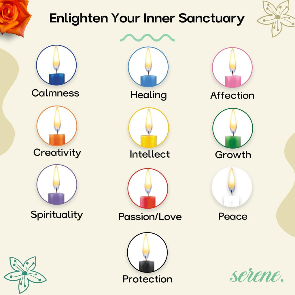 Dinil Spell Chime Candles, 20 Colored Mini Taper Candles, 4 Inch | For spiritual rituals, prayer, altar & birthdays, Unscented paraffin wax, up to 2-hr burn, 10 vibrant shades, 2 of each