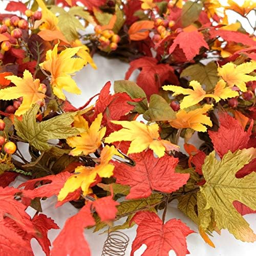 idyllic 20 inch fall wreath for front door, side view
