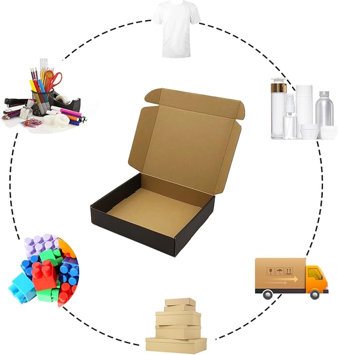 24 Pack 13x10x2 Inches Black Shipping Boxes，3 Layers Corrugated Cardboard Box, Mailer Boxes for Packaging Mailing Gifts Digest Book Giving ProductsWrap Boxes with Lids (13''x10''x2'')
