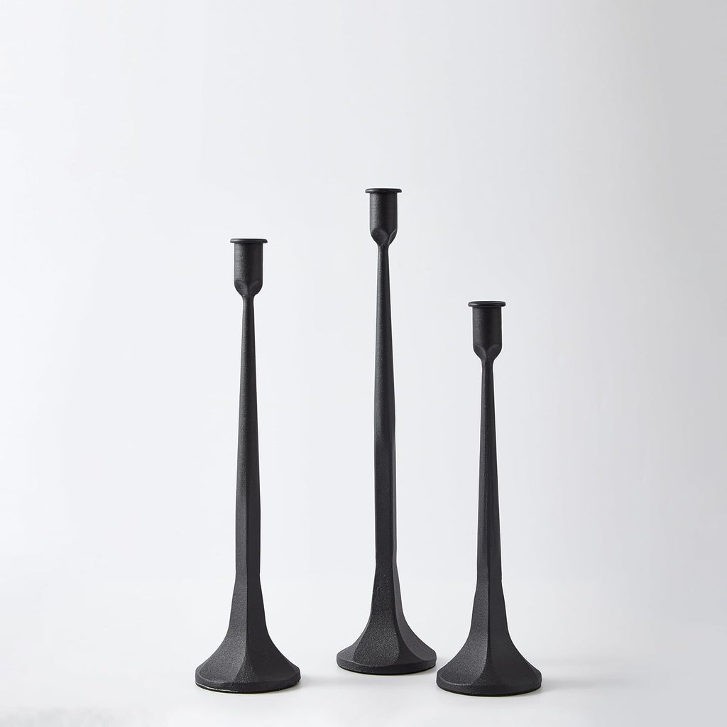 Denique Iron Taper Candle Holder Set of 3, Black Candlestick Holders Decorative Candle Stand, Tapered Candle Holders Tall Set for Wedding, Dining Table, Home Decoration (Black)