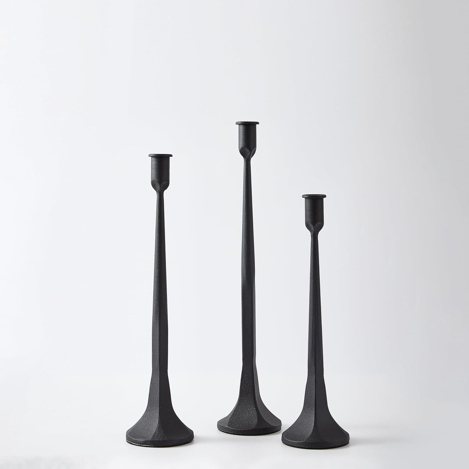 Denique Iron Taper Candle Holder Set of 3, Black Candlestick Holders Decorative Candle Stand, Tapered Candle Holders Tall Set for Wedding, Dining Table, Home Decoration (Black)