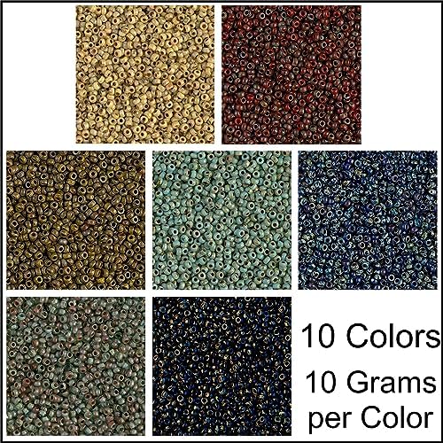 set of 10 colors - miyuki size 11/0, side view