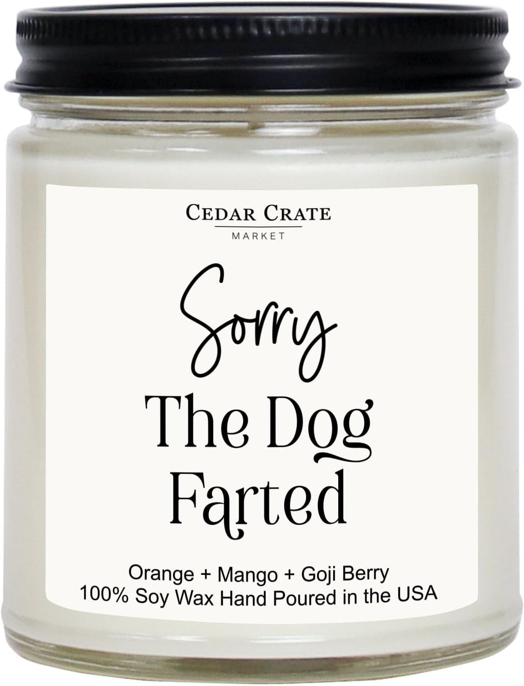 CEDAR CRATE MARKET - Gifts for Dog Lovers | Dad Gifts | Pet Sitter Gift | Funny Candle for Men Women | Sorry The Dog Farted Candle | Orange Patchouli Scented | Made in The USA