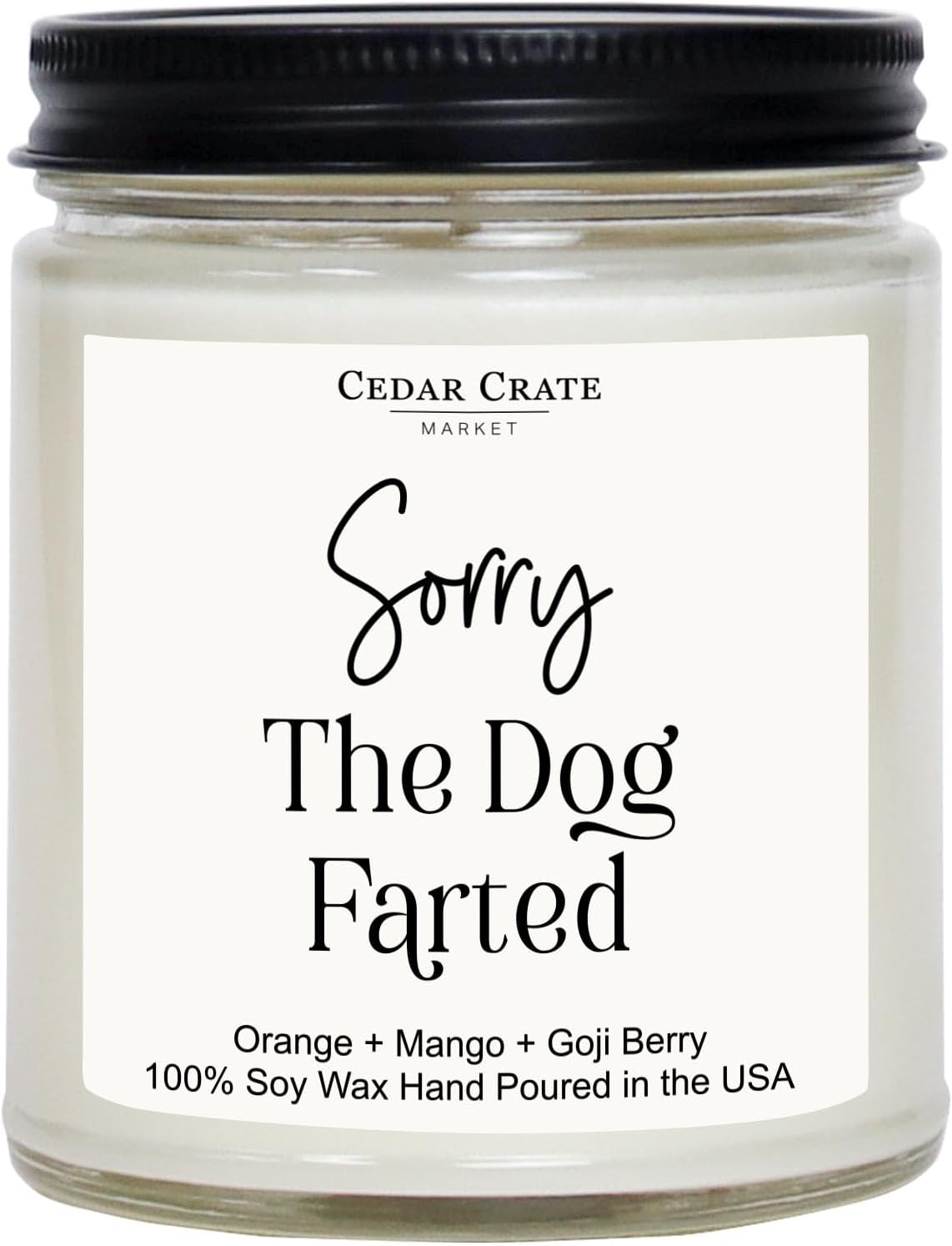 CEDAR CRATE MARKET - Gifts for Dog Lovers | Dad Gifts | Pet Sitter Gift | Funny Candle for Men Women | Sorry The Dog Farted Candle | Orange Patchouli Scented | Made in The USA