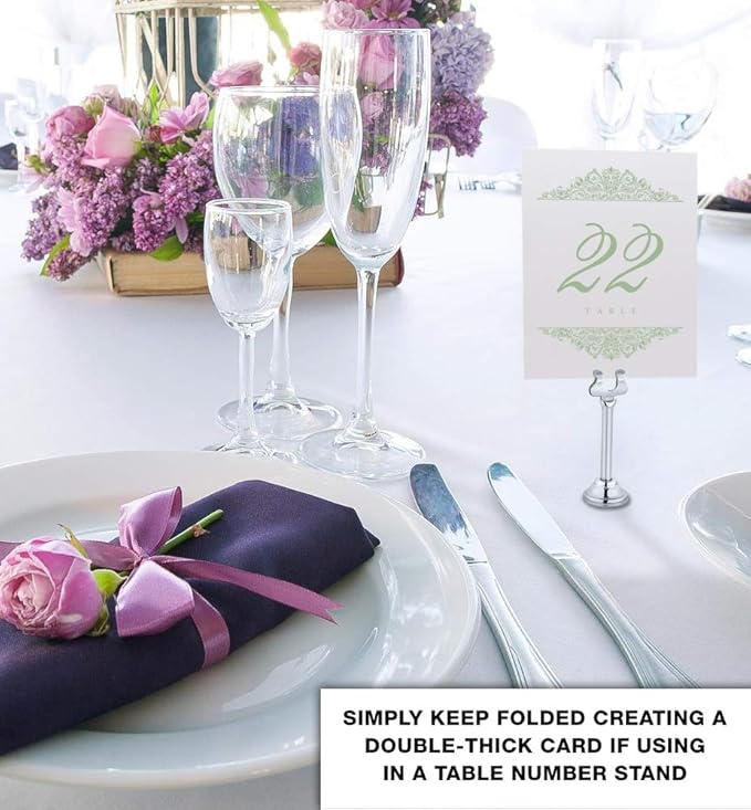 Paisley Wedding Table Numbers (Select Color/Quantity), Champagne, Sage, 1-50, Double Sided, Tent or Use in a Stand, Great for Parties & Restaurants - Made in the USA