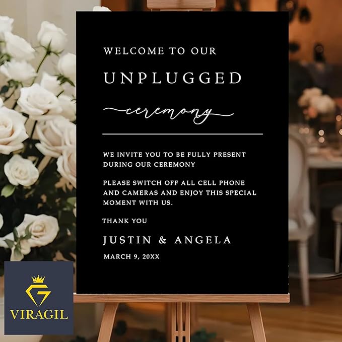Modern Unplugged Wedding Yard Sign – Custom Name & Date – Printed on Acrylic or Corrugated Plastic