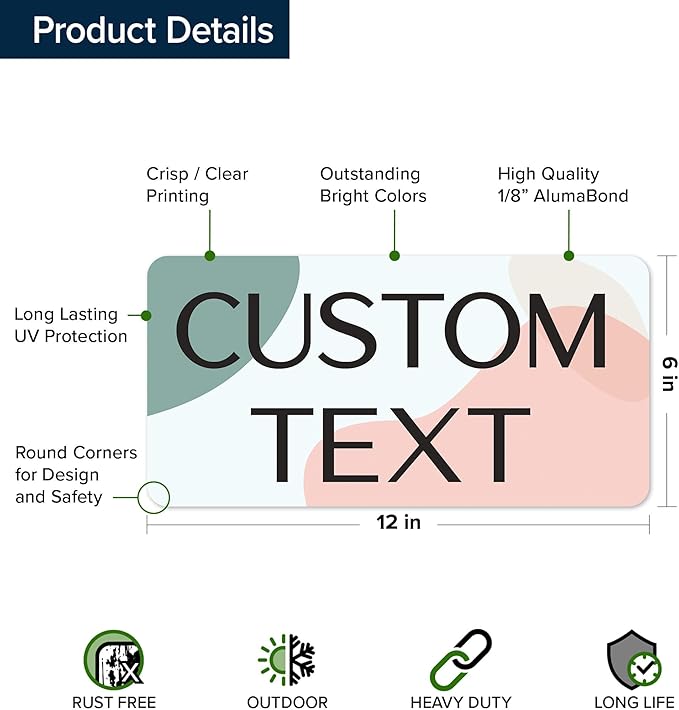 Custom Sign, Custom Street Sign, 11 Font Colors, 13 Font Styles, 4 Hole Options, 22 Sizes, 6x12 Inches, Rust Free DiBound, Fade Resistant, Made in USA by My Sign Center (Minimalist)