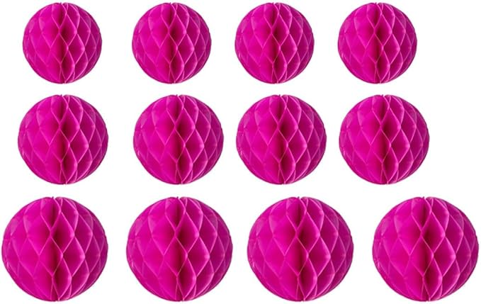 15pcs Honeycomb Balls Decorations 4'' 6'' 8'' Party Honeycomb Ball Flowers Tissue Pink Honeycomb Flower Ball Hanging Flower Balls for Baby Shower Birthday Wedding Nursery Decor(4'' 6'' 8'' Rose red)