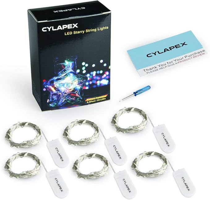 CYLAPEX 12 Pack Blue Fairy Lights String Battery Operated Fairy Lights Starry String Lights on 3.3ft/1m Silvery Copper Wire DIY Christmas Decoration Costume Wedding Party Halloween Easter