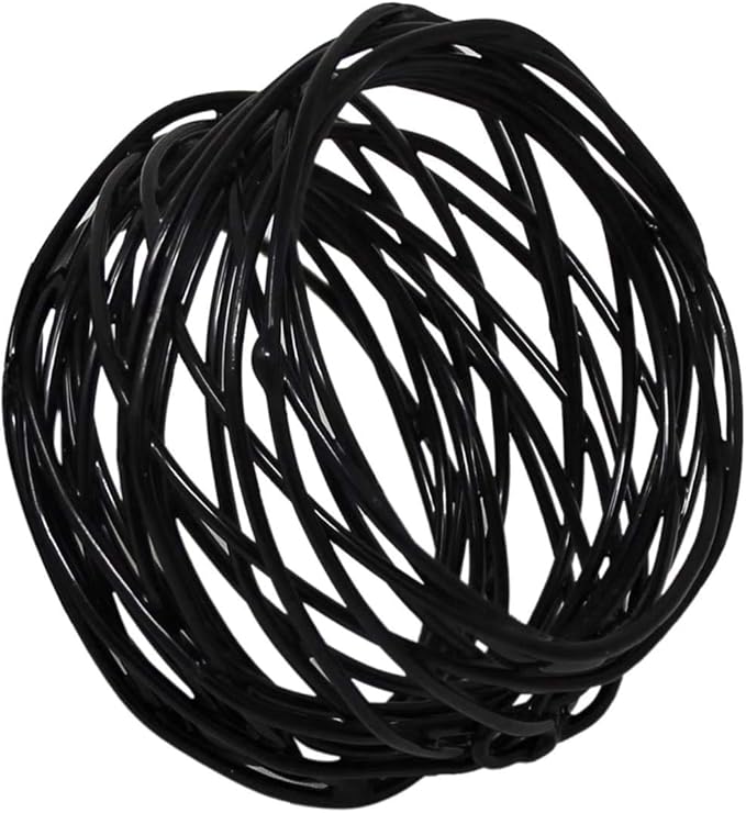 Handmade Round Mesh Black Napkin Rings Holder for Dinning Table Parties Everyday, Set of 12
