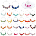 Pride & Par 24 Pcs Nature Gemstone Beads Glass Charms for Stem Glasses, Wine Glass Decoration for Weddings, Parties