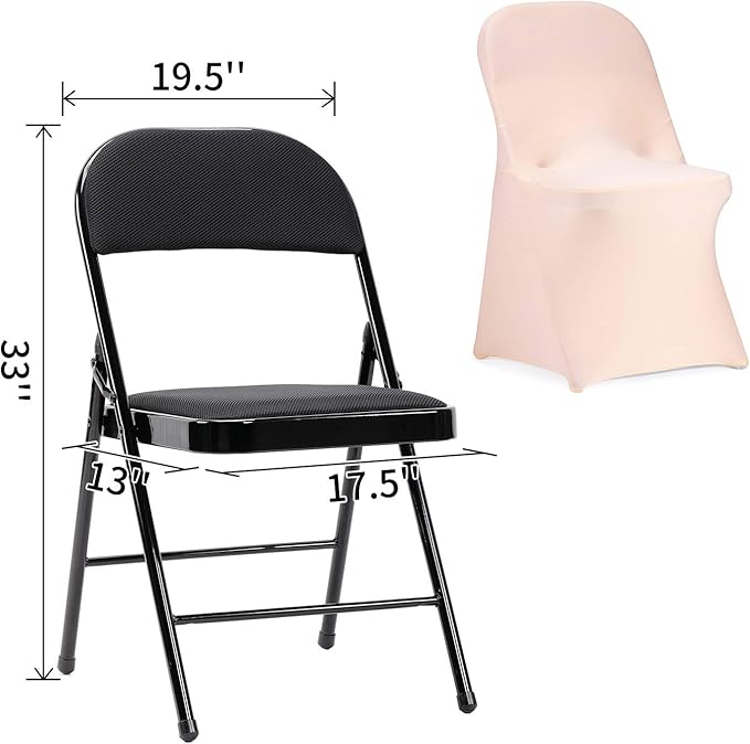 Peomeise Stretch Spandex Folding Chair Cover for Wedding Party Dining Banquet Event (Blush Pink,25pcs)