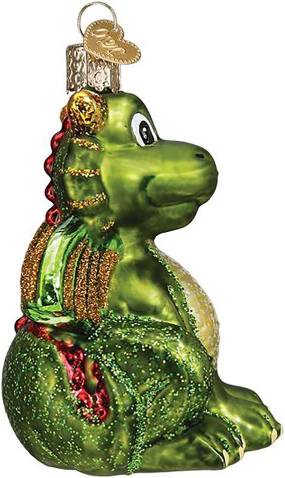 Old World Christmas Little Dragon Glass Blown Ornament for Christmas Tree, Handcrafted Holiday Decoration, Mythical Creatures Collection
