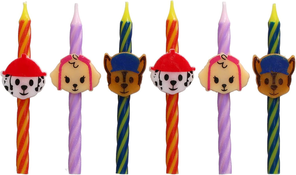 PAW Patrol Birthday Cake Candles | 6 Birthday Candles for Cake Decorations, Red, Pink, Blue Candles Featuring Chase, Marshall, Skye | Cake Toppers for PAW Patrol Party