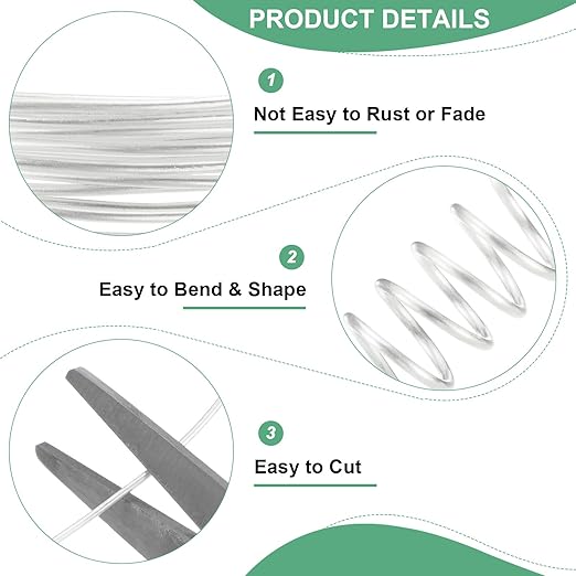1 mm/18 Gauge Copper Wire for Jewelry Making, 5.2FT Copper Beading Craft Wire for Jewelry/Weaving/DIY Crafting/Planting, Color-Retaining [1.6M, Bright Silver]