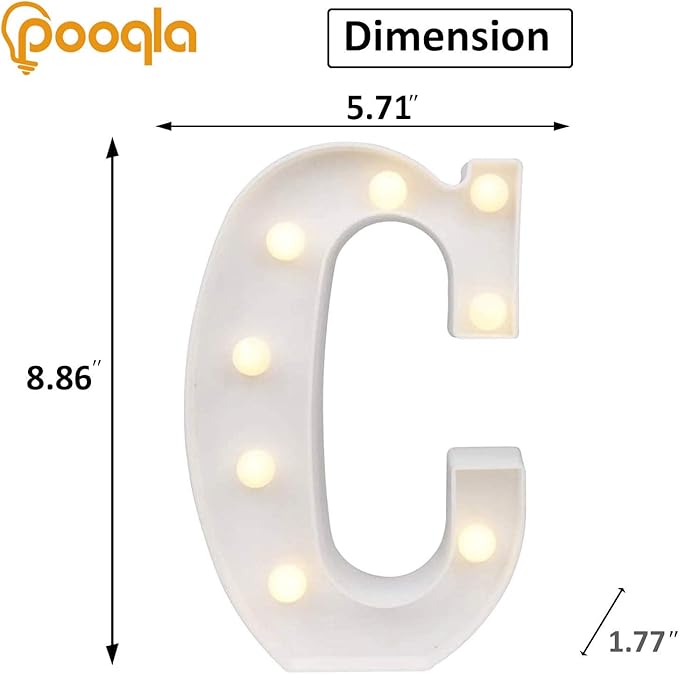 Pooqla LED Marquee Letter Lights Sign, Light Up Alphabet Letter for Home Party Wedding Decoration C
