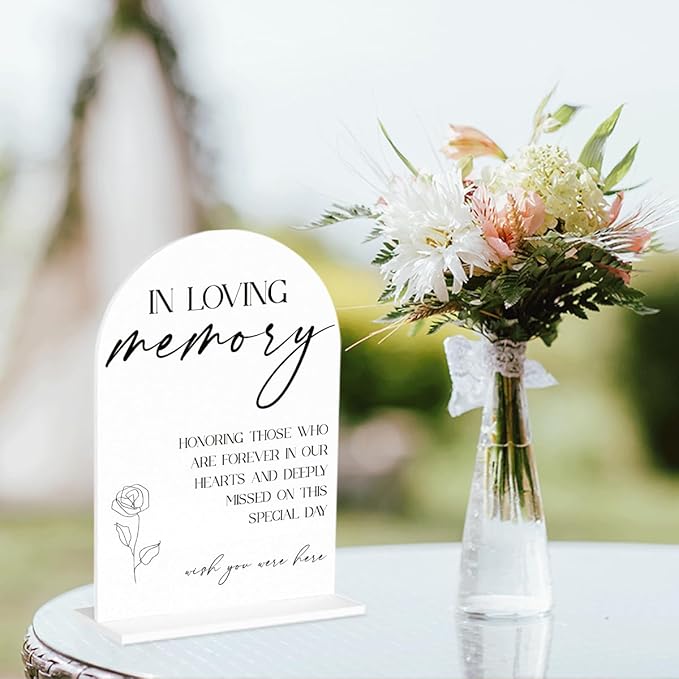 In Loving Memory Wedding Sign, In Memory Wedding Sign for Engagement Bridal Shower Decor fo Ceremony Reception Party, Weddings Table White Acrylic Sign