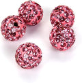 50pcs Adabele Grade A Suncatcher Crystal Rhinestone Pave Loose Beads 8mm Rose Pink Polymer Clay Disco Ball Spacers Compatible with Shamballa All Craft Jewelry Making DB8-3