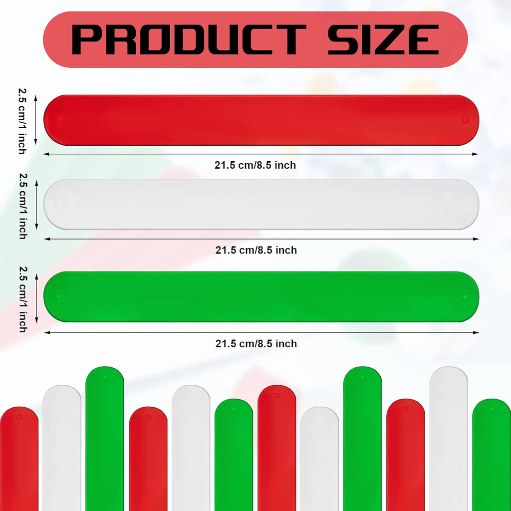 Charniol 12 Pieces Wrapping Paper Roll Holder Holiday Flip Wrap Silicone Covered Metal Strips 1'' x 9'' Stabilizer Slap Band for Christmas Poster Gift Paper Vinyl Storage Organize, White Red Green