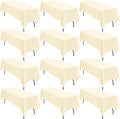 12 Pack 60 x 102 Inch Rectangle Tablecloth, Beige Tablecloth for 6 Feet Rectangle Tables, Stain and Wrinkle Resistant Washable Fabric Table Cloth for Wedding Dining Table Buffet Parties Camping