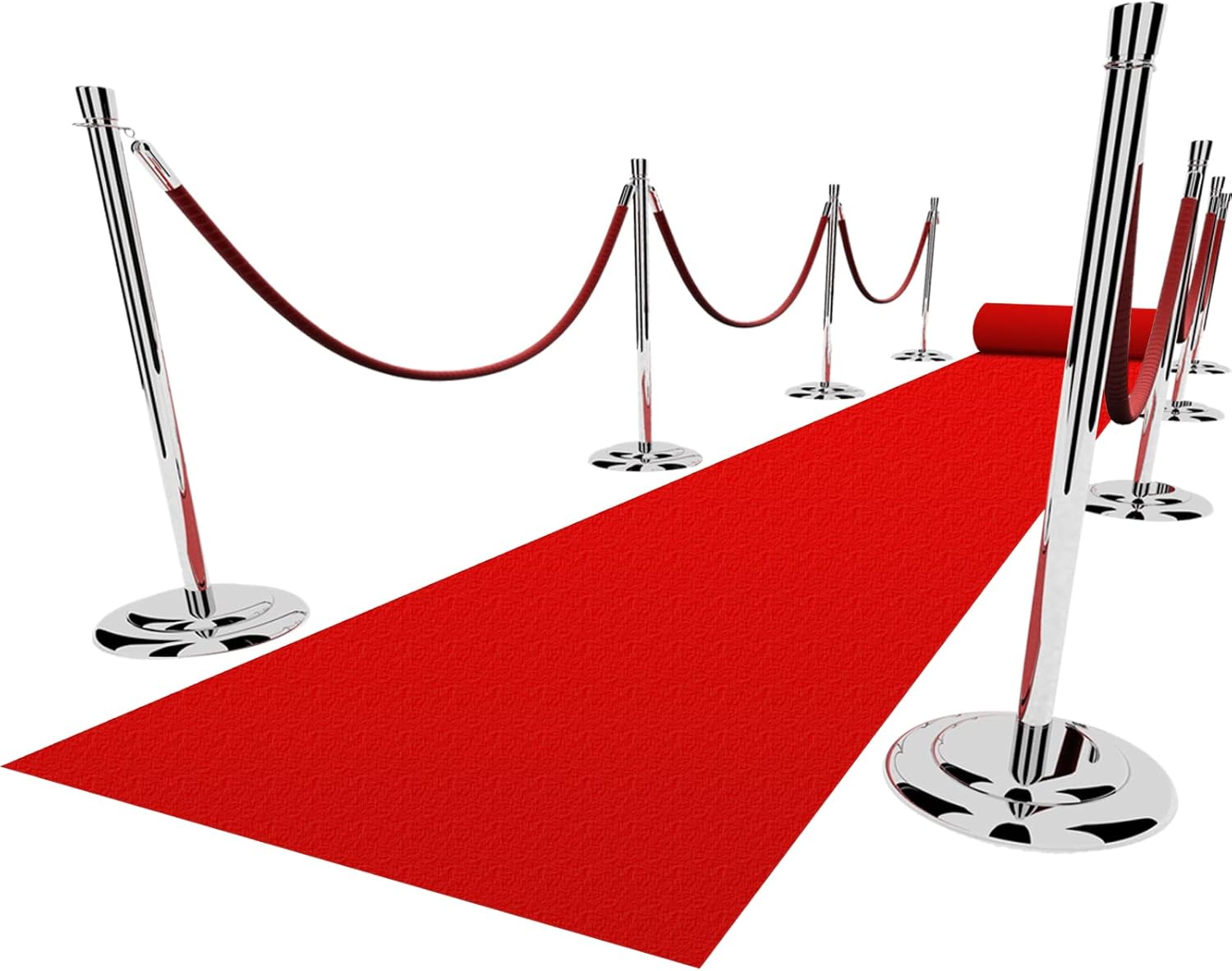 EZLucky Red Carpet Runner for Party, 2.6X15 ft, 130 GSM Felt Non-Woven Fabric, Hollywood Red Carpet for Event, Aisle Runner for Wedding Ceremony, Movie Theme Party Decorations, Red Runway Rug for Prom