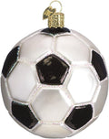 Old World Christmas Soccer Ball Glass Blown Ornament for Christmas Tree, Handcrafted Holiday Decoration, Sport Collection