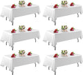 6 Pack White Table Cloth Rectangle Table 60 x 84 Inch Tablecloths for 6 Foot Rectangle Tables. Stain and Winkle Resistant Polyester Washable WhiteTable Cloths for Parties Wedding Dining