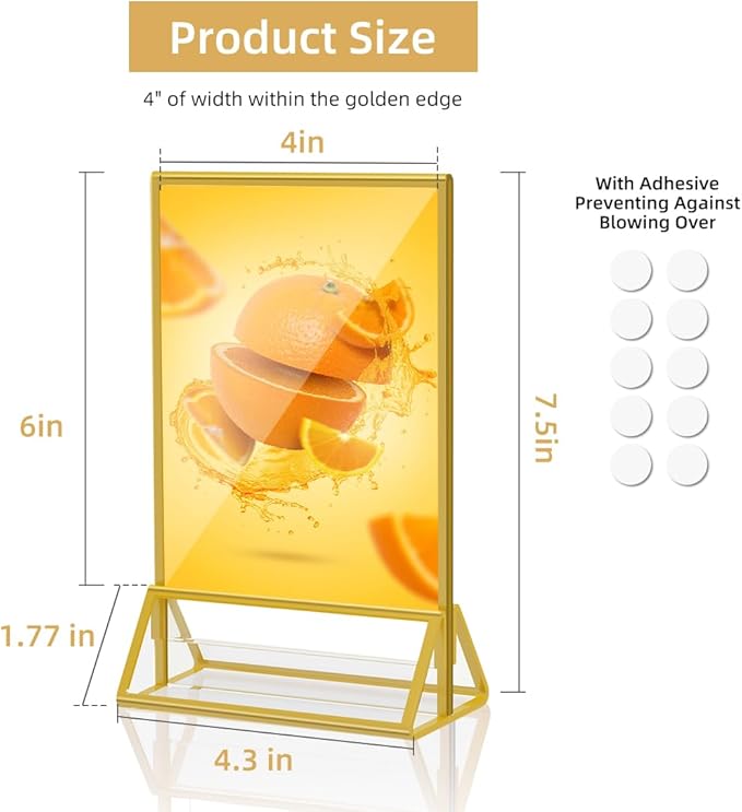 Acrylic Sign Holder 4 x 6 Double Sided Acrylic Frames Display Stand Clear Table Flyer Holder，Plastic Paper Holder for Home Office Shop