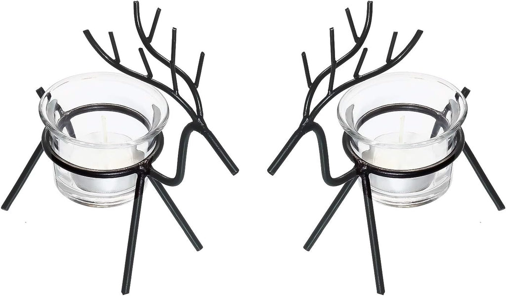 Webelkart Iron Christmas Reindeer Tealight Holder for Christmas Decorations (Pack of 2)