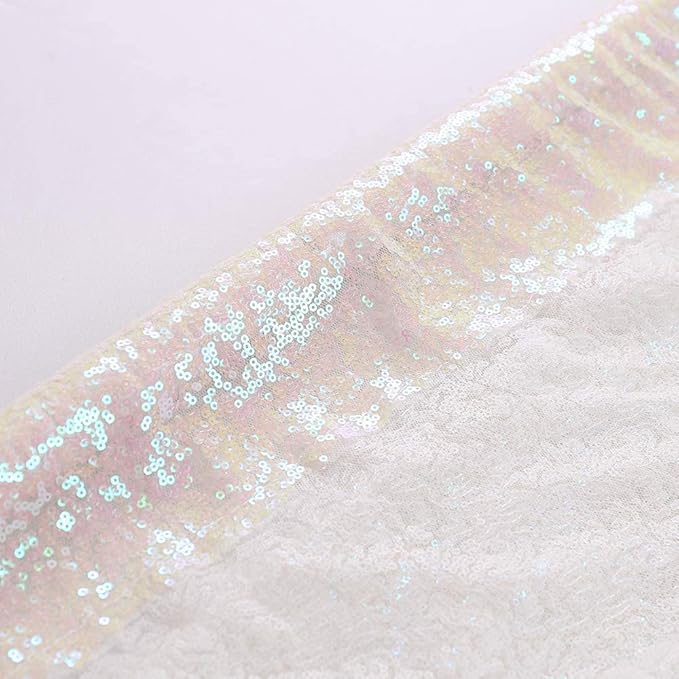 Eternal Beauty White Iridescent Sequin Backdrop, 8x8 Ft Glitter Background Curtains for Shimmer Photography Party Wedding Birthday Back Drop Decor